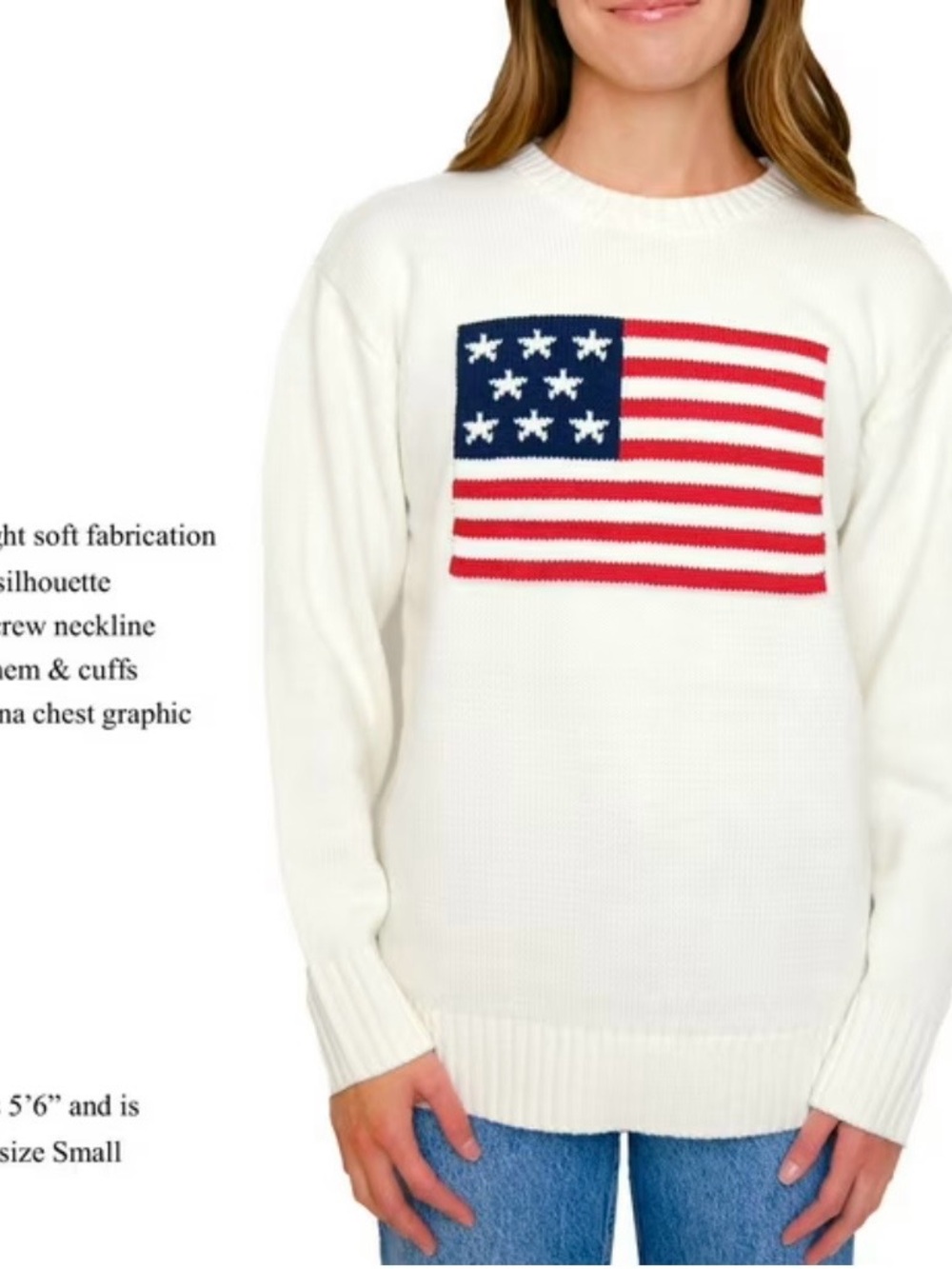 Mighty Fine Mighty Fine Women's Americana Flag Sweater July 4th Independence Day - Picture 10 of 10